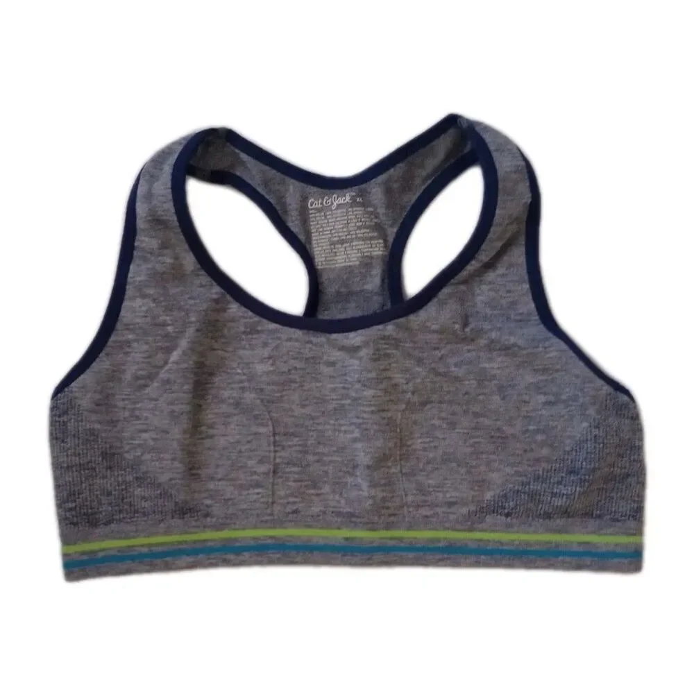 Cat & Jack Gray Navy Blue Sports Athletic Racerback Bra sz XL Girls